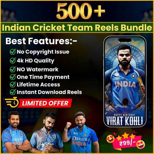 500+  Indian Cricketers Reels Bundle