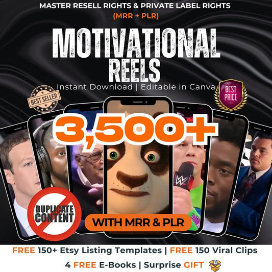 3,500+ Motivational Reels Videos Instagram, Tiktok Video, YouTube Short, IG ,Viral Video Success Business Inspiration Reels bundle, MRR/PLR